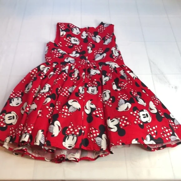 Disney Minnie Mouse All Over Print Red Party Holiday Fit & Flare Dress Girls 5/6 - Picture 11 of 16